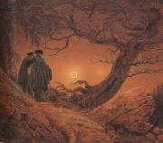 Caspar David Friedrich Two Men Contemplating the Moon (mk10) oil painting
